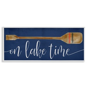 Stupell Industries On Lake Time with Oar Framed Giclee Art, White, 30" x 13" - 1 of 4