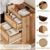 Nightstand Set of 2, Bedside Table Night Stand End Table with 2 Rattan Storage Drawers, Wood Accent Table for Living Room, Bedroom - 4 of 4