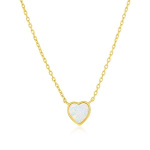 Bella Silver Sterling Silver, MOP Heart Necklace - Gold Plated - Gold - 1 of 2