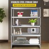 VEVOR Stainless Steel Shelves 48x18.5 Inch 5 Tier Adjustable Shelf Storage Unit Stainless Steel Rack Shelving Heavy Duty Shelving, Silver - 3 of 4
