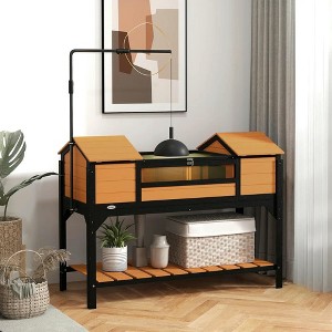 Resenkos Tortoise House, Tortoise Habitat Enclosure, Tortoise Enclosure Tortoise House with Lamp Holder, Openable Lid, Yellow - 1 of 4