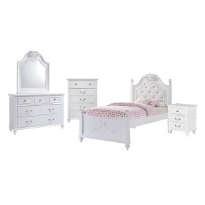 5pc Twin Annie Platform Bedroom Set with Trundle White - Picket House Furnishings