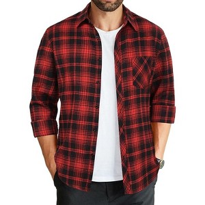 COOFANDY Men's Flannel Plaid Shirts Long Sleeve Button Down Shirts Casual Fall Shirt Jacket - 1 of 4