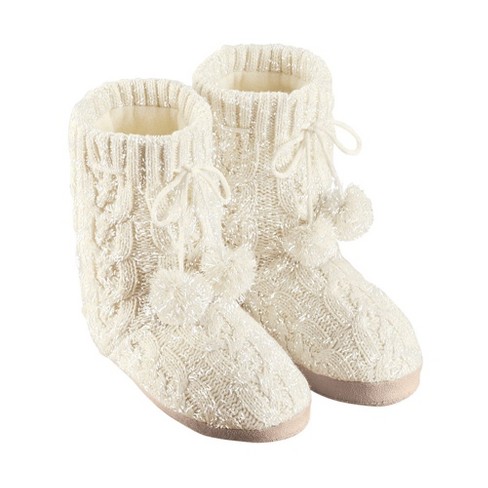 Cable knit slipper boots hotsell