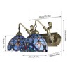 YIYIBYUS 2-Light Blue Vintage Tiffany Wall Sconce Wall Light with Stained Glass Shade - 4 of 4