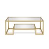 HomeRoots 45" Clear And Gold Glass And Steel Sled Coffee Table With Shelf - 3 of 4