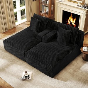 Aukfa Oversized Cloud Sofa Chaise Lounge,2-Piece Corduroy Sleeper Sectional with Pillows, Deep Seat, No Assembly Required - 1 of 4