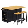 Ridstar 53 in. W Large Kitchen Island with 2 Bar Stools, 5 Open Side Racks & 3 Drawers For Kitchen-Black - 3 of 4