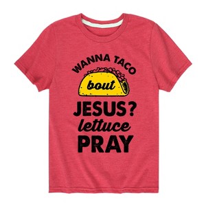 Boys' - Solid Light - Taco Lettuce Pray Short Sleeve Graphic T-Shirt - 1 of 4
