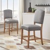Set of 2 24" Iverson Nailhead Trim Linen Counter Height Barstools - Inspire Q - 2 of 4