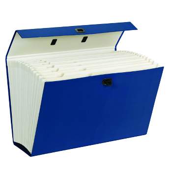 Smead Portable Expanding File Box, 19 Pockets, Alphabetic (A-Z) and Subject Labels, Legal Size, Blue (70806)