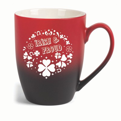 Elanze Designs Irish & Proud Two Toned Ombre Matte 10 ounce New Bone China Coffee Tea Cup Mug, Red and Black