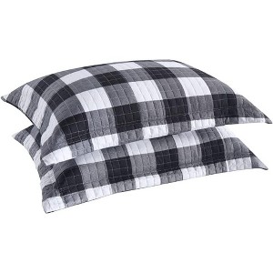 Marcielo 2Pcs Buffalo Microfiber Pillow Shams Set - 1 of 4