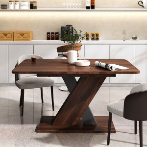 Okak 71IN Multifunctional Extendable Dining Table with X-Shape Pedestal, Folding Table, Dinner Table for Dining Room, Living Room, Walnut - 1 of 4