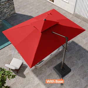 Pellebant 10FTx 13FT Patio Cantilever Umbrella with Base Double Top UV30+ High-strength Aluminum Pole with 360°Rotation 5 Heights Adjustable - 1 of 4