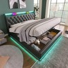 KTMBDW Lift Up Storage Bed Frame with Charging Station, Upholstered Platform Bed with Wingback Headboard, Hydraulic Lift System - 3 of 4