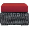 Modway Summon Outdoor Ottoman – Canvas Red Sunbrella Fabric Cushioned Patio Footrest with All-Weather PE Rattan Frame - 2 of 4
