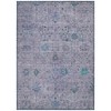 Lavender And Teal Blue Floral Washable Indoor Outdoor Area Rug - 4 of 4