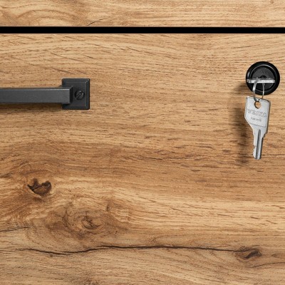 Nordik Oak 31" 2-Door Credenza with Drawers and Metal Frame