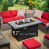 Costway 52'' Propane Fire Pit Table Marble Tabletop Rattan Wicker w/ Rain Cover Lava Rock - 3 of 4