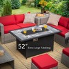 Costway 52'' Propane Fire Pit Table Marble Tabletop Rattan Wicker w/ Rain Cover Lava Rock - image 3 of 4