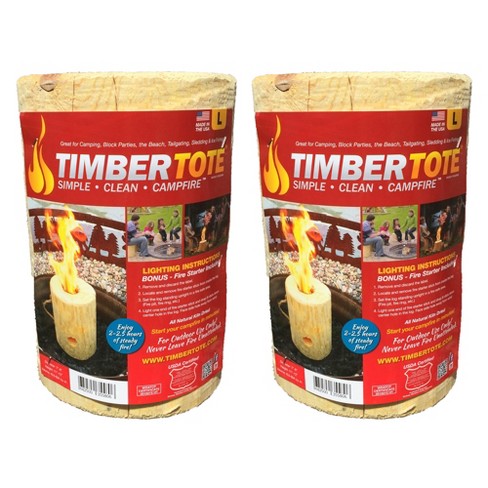 Timbertote Large 12 By 8 Inch One Log Campfire Multipurpose Camping Cooking Fire  Wood Log For Outdoor Fireplaces With Rope Handle (2 Pack) : Target