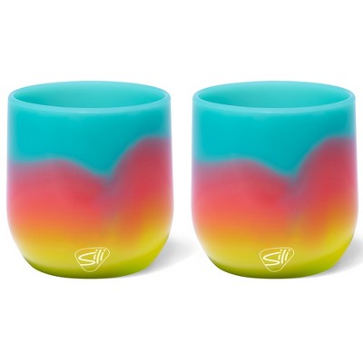 Silipint: Silicone 12oz Stemless Wine Glasses: 2 Pack Aurora