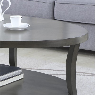 Gray and Wood Oval Coffee Table, 48"