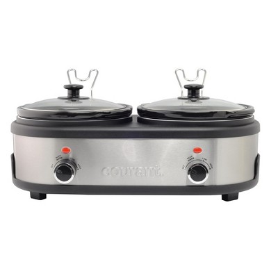 2.5 QT Silver Small Portable Twin Double Crockpot Slow Cooker For Buffet  Kitchen