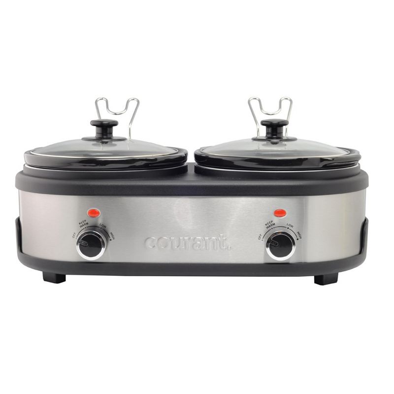 Courant 2.5 QT Each Pot (Total of 5 QT) Double Slow Cooker - Stainless Steel, 1 of 9