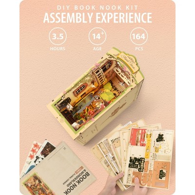 Детские куклы Etokfoks DIY Book Nook Kit Floral Corner 3D Puzzle for Adults 1 Kit Miniature Bookshelf Insert with Intricate Floral Design Decor — фото 7
