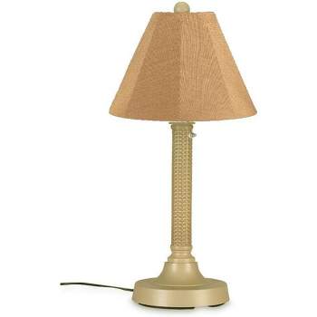 Patio Living Concepts Bahama Weave 30 Table Lamp 26185 with 2 mojavi wicker body, bisque base and straw linen Sunbrella shade fabric