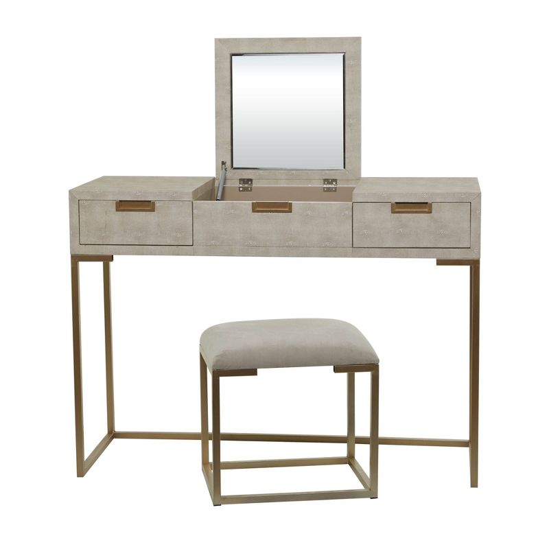 Contemporary Wood Console Table Dressing Table Desk with Mirror and Stool Set - Olivia & May, 1 of 10