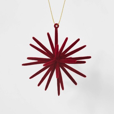 Flocked Spike Starburst Christmas Tree Ornament Red - Wondershop™