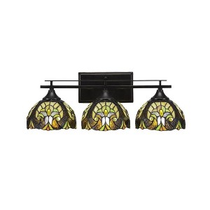 Toltec Lighting Uptowne 3 - Light Vanity in  Dark Granite with 7" Ivory Cypress Art Glass Shade - 1 of 1