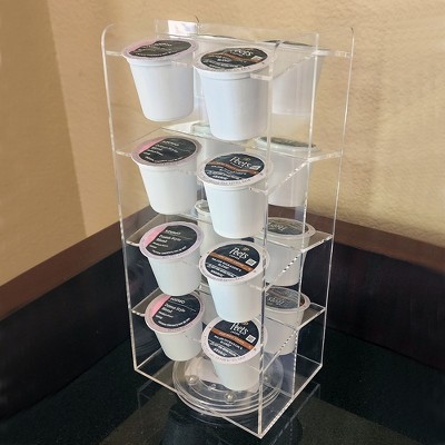 Clear Acrylic Rotating Coffee Pod Carousel Holder for 16 K-Cups