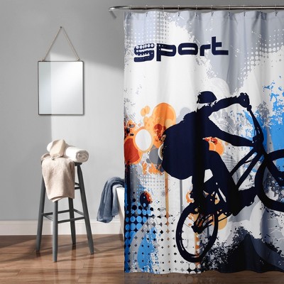 Bmx Shower Curtain Blue - Lush Décor