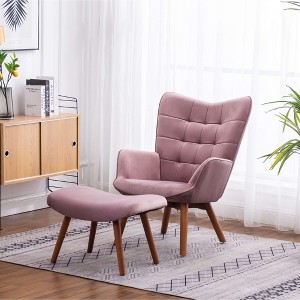 CAVINAS Silky Velvet Accent Chair with High Button-Tufted Backrest and Ottoman,Upholstered Living Room Chairs,Reading Chairs for Living Room - 1 of 4
