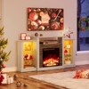 Modern fireplace TV stand with open storage, LED lights and charging sockets - 3 of 4