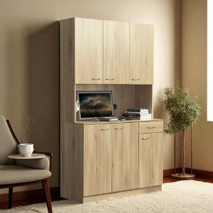 71" Tall Wardrobe Storage Cabinet with 6 Doors, 1 Drawer & Open Shelf, Freestanding MDF Pantry Closet for Bedroom Kitchen Dining Entryway - 1 of 4
