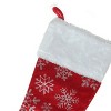 Northlight 20-Inch Red and Silver Glitter Snowflakes Christmas Stocking With a Faux Fur Accent - 3 of 3