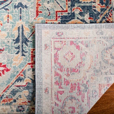 Merlot Navy Aqua Hand-Knotted Rectangular Area Rug 5'3" x 7'6"