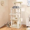 Costway Large Multi-level Cat Tree 58" Tall Cat Tower with Swaying Aerial Condo Perch Bed Brown/Beige - 2 of 4