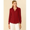 INSPIRE CHIC Women's Elegant V Neck Long Sleeve Office Work Satin Shirt - 3 of 4