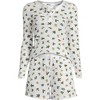 Lands' End Women's Brushed Cozy Waffle 2 Piece Pajama Set - Long Sleeve Top and Shorts - 3 of 4