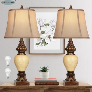 KTMBDW 28" Farmhouse Table Lamp, Vintage Bedside Lamps for Bedroom, Rustic Small End Table Lamps for Living Room, Nightstand Desk Lamps, Brown - 1 of 4