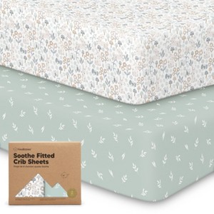 KeaBabies 2pk Soothe Fitted Crib Sheets Neutral, Organic Baby Crib Sheets, Fits Standard Nursery Baby Mattress - 1 of 4