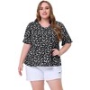 Agnes Orinda Women's Plus Size Floral Pleated V Neck Short Sleeve Tiered Babydoll Blouses - 3 of 4