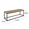 Coolbibila-Patio Benches With Iron Frame And Closed Legs, Garden Benches Constructed From Teak Wood, Modern Garden Bench Outdoor - 4 of 4