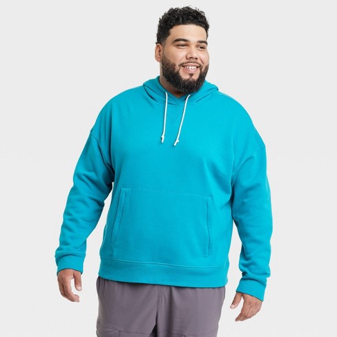 Men's Big Cotton Fleece Hooded Sweatshirt - All In Motion™ Teal Blue 3xl :  Target